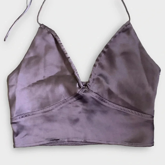 NWT Garage Ruched Satin Halter Top - Picture 5 of 6